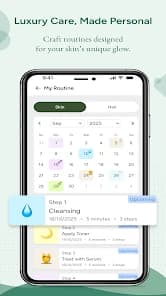 CraftMySkin routine calendar showing personalized daily skincare steps